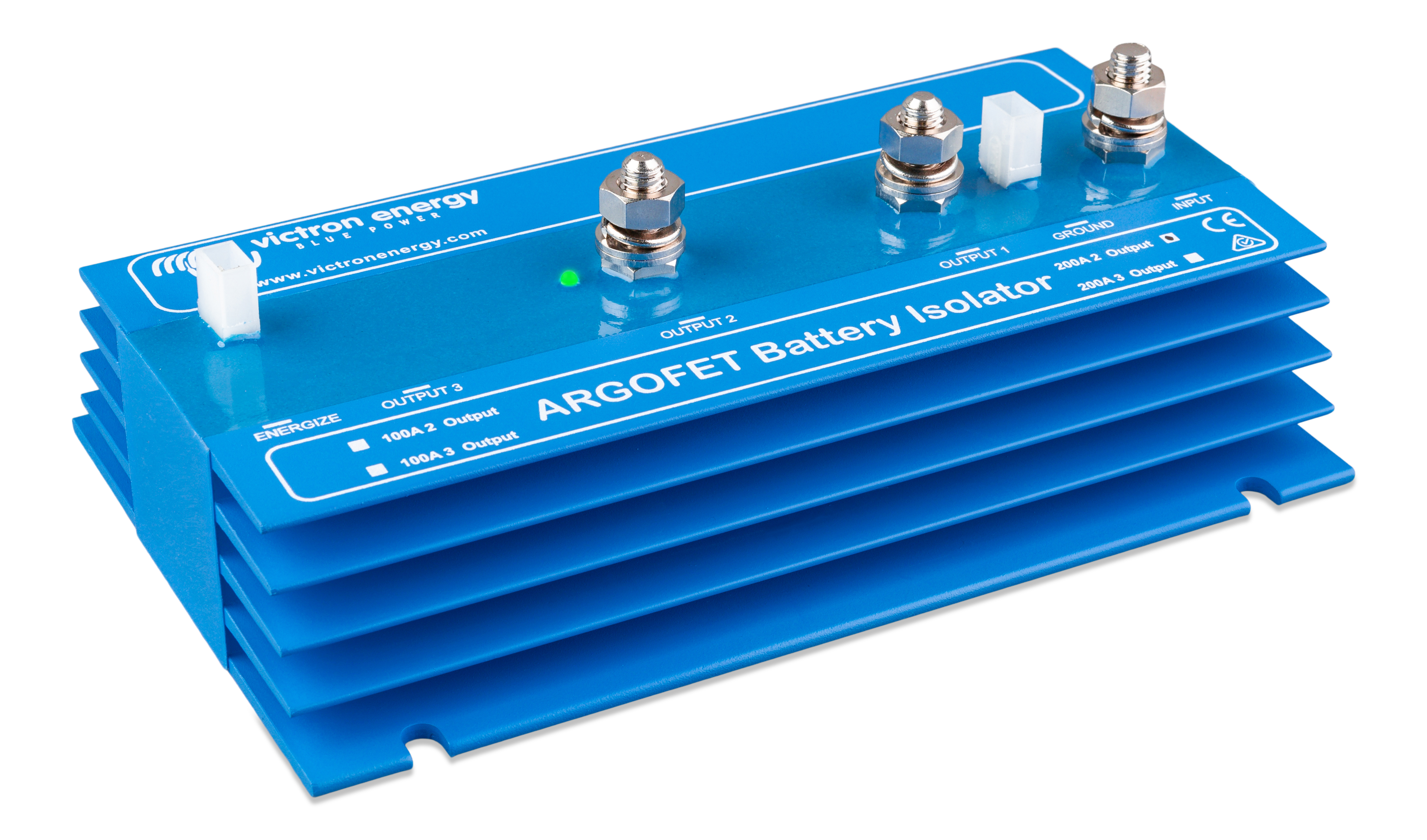 Victron Energy Argofet Battery Isolators 200A 2 out top front angle