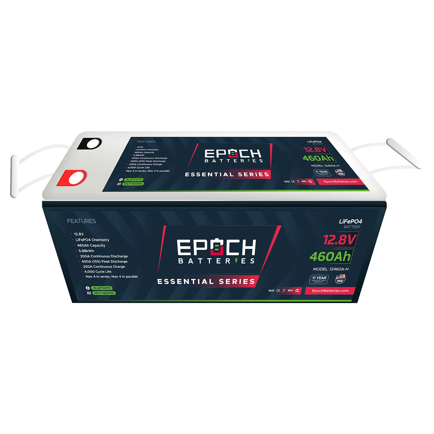 Epoch Batteries packaging on a white background