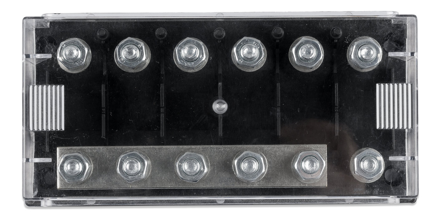 Victron Six-Way Fuse Holder for Mega-Fuse with Busbar closed view zoomed