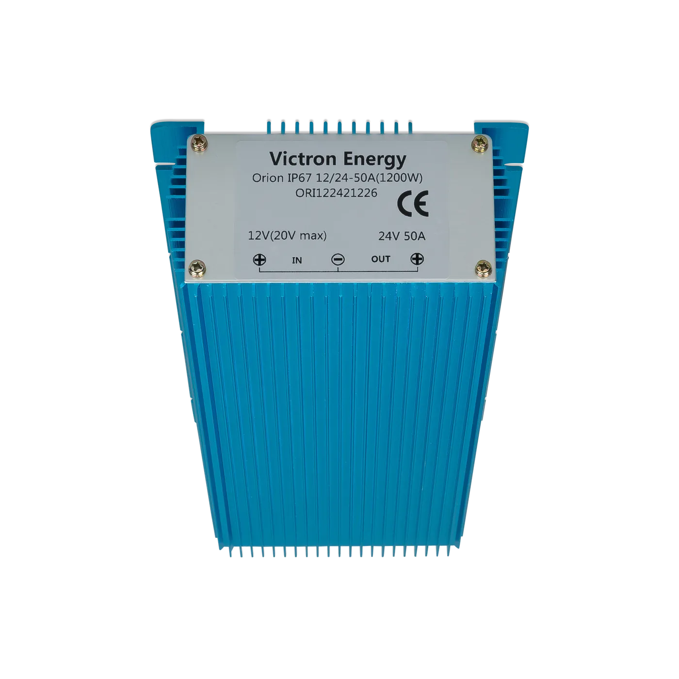Victron Orion IP67 24/12 and 12/24 DC-DC Converters front label view