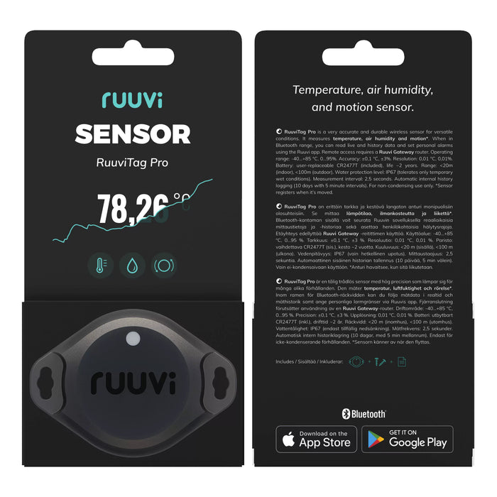 RuuviTag Pro 3in1 Bluetooth Sensor Packaging