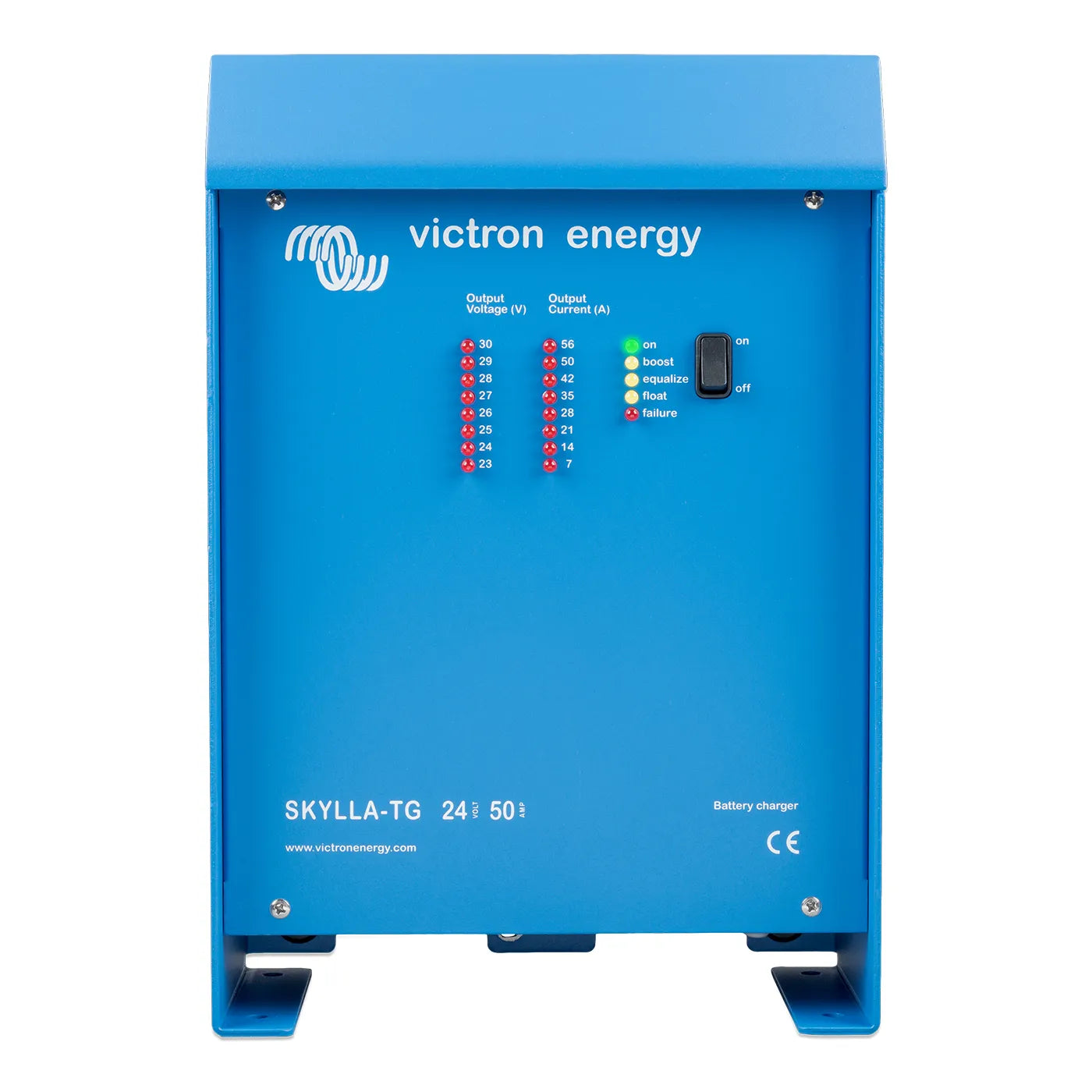 Blue Victron Energy Skyllla-TG battery charger on a white background