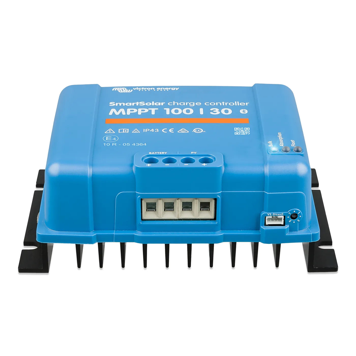 Victron SmartSolar MPPT 100|30 12v/24V Charge Controller - Front view with terminals and VE Direct port