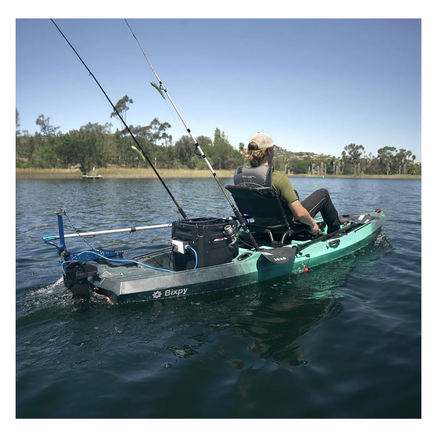 Bixpy K-Power kit wired to a 24V battery on a kayak