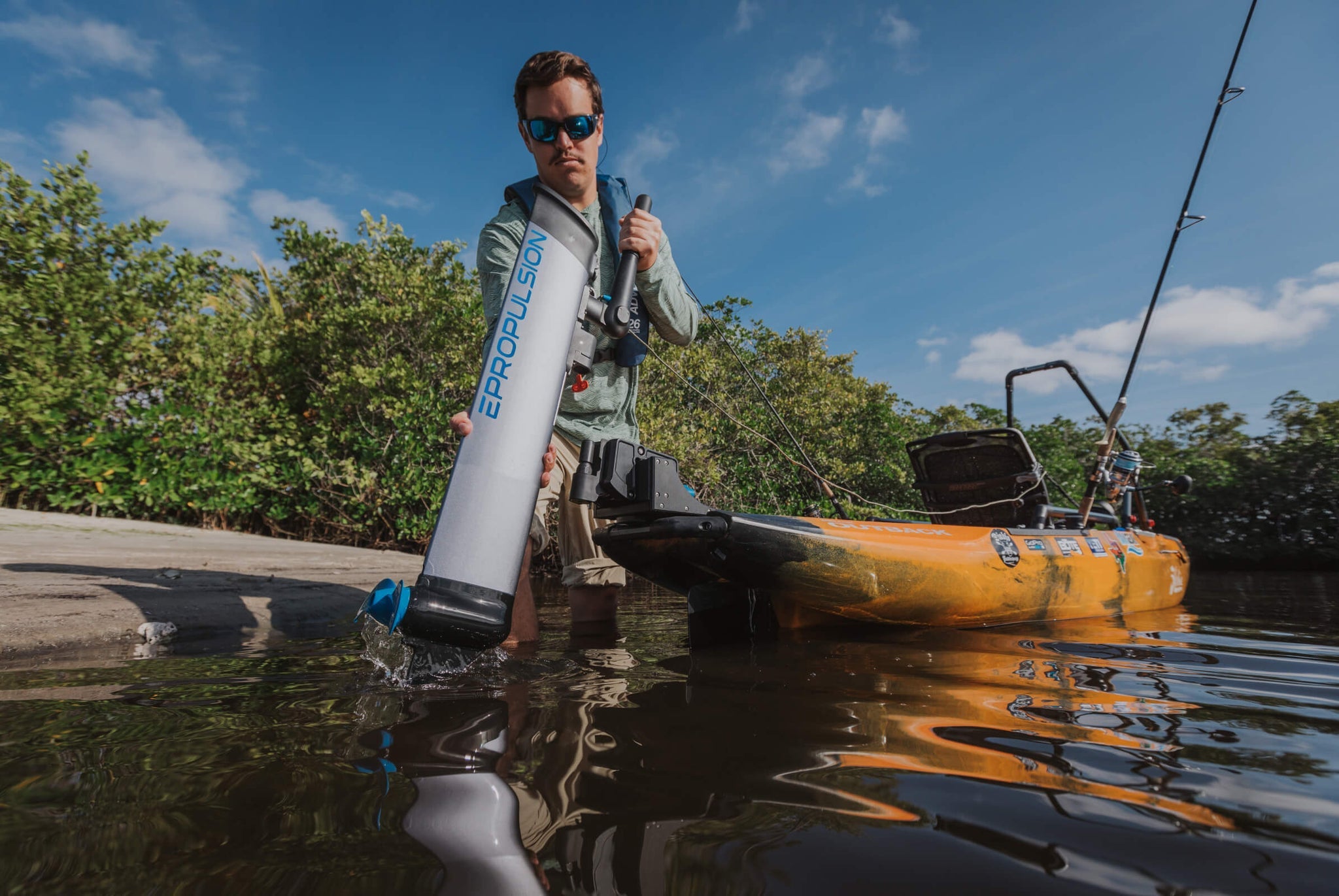 ePropulsion eLite electric outboard on a dinghy