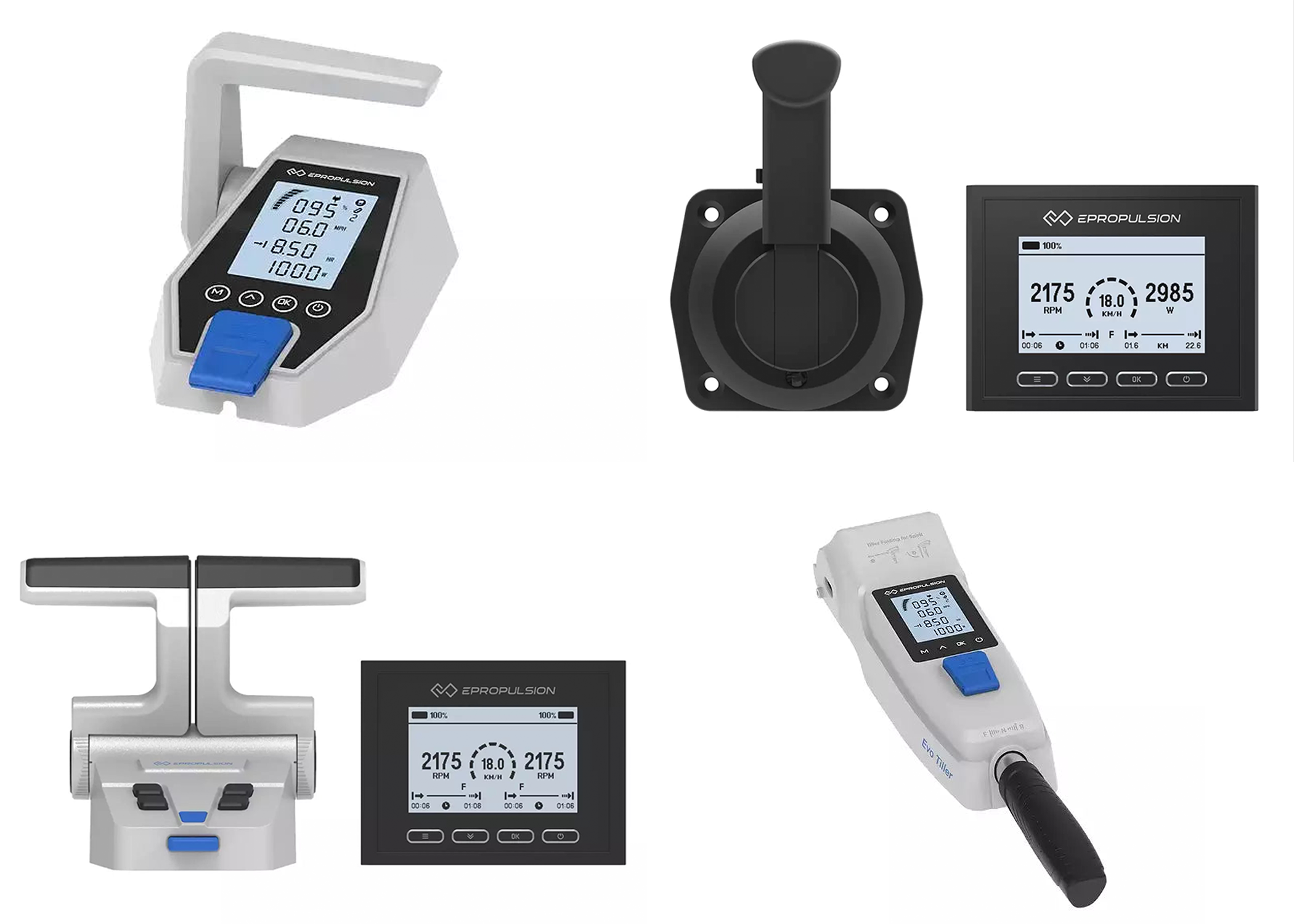 ePropulsion EVO controls and tiller