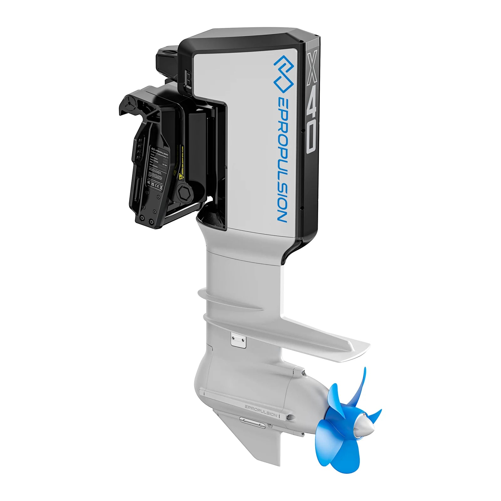 ePropulsion X40 electric outboard motor, side profile