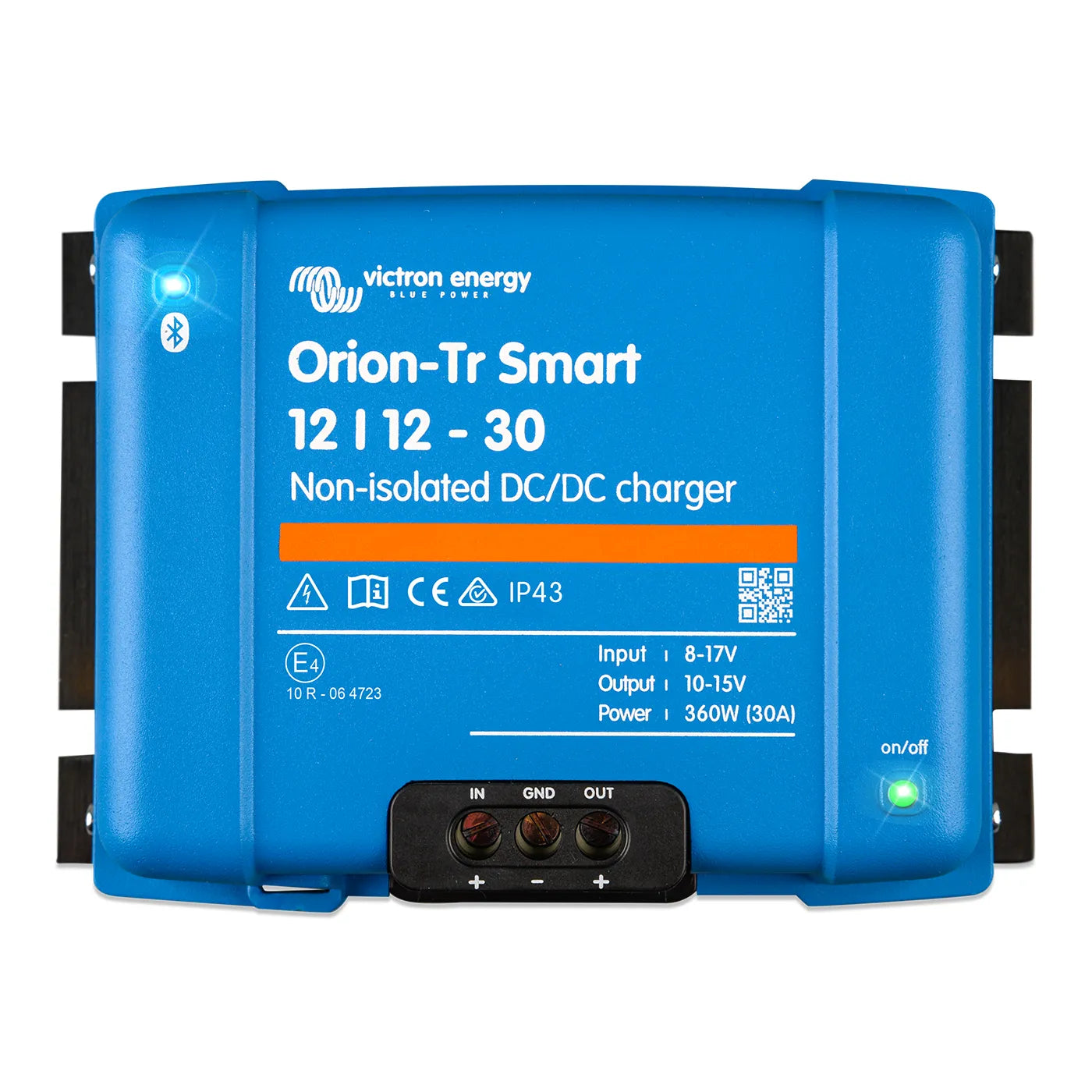 Blue Victron Energy Orion-Tr Smart DC/DC charger on a white background