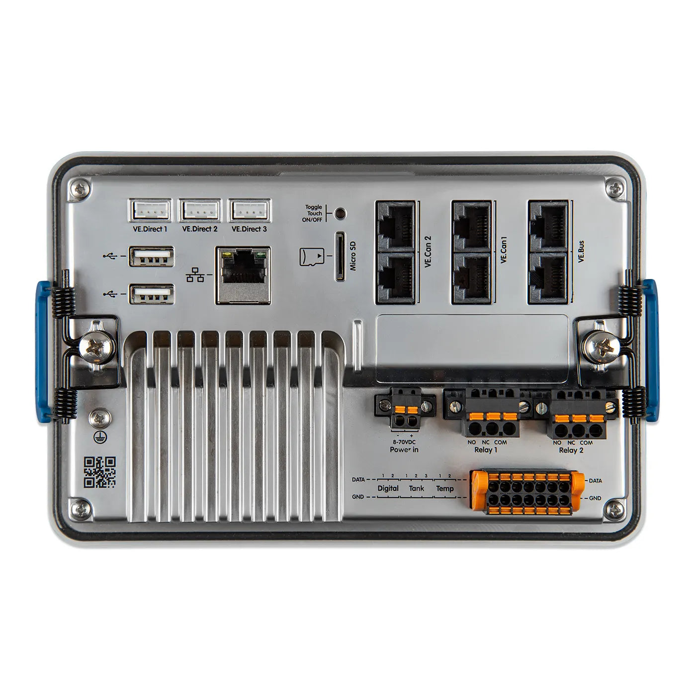 Victron Energy Ekrano GX - Back showing ports and spring mounting clip option