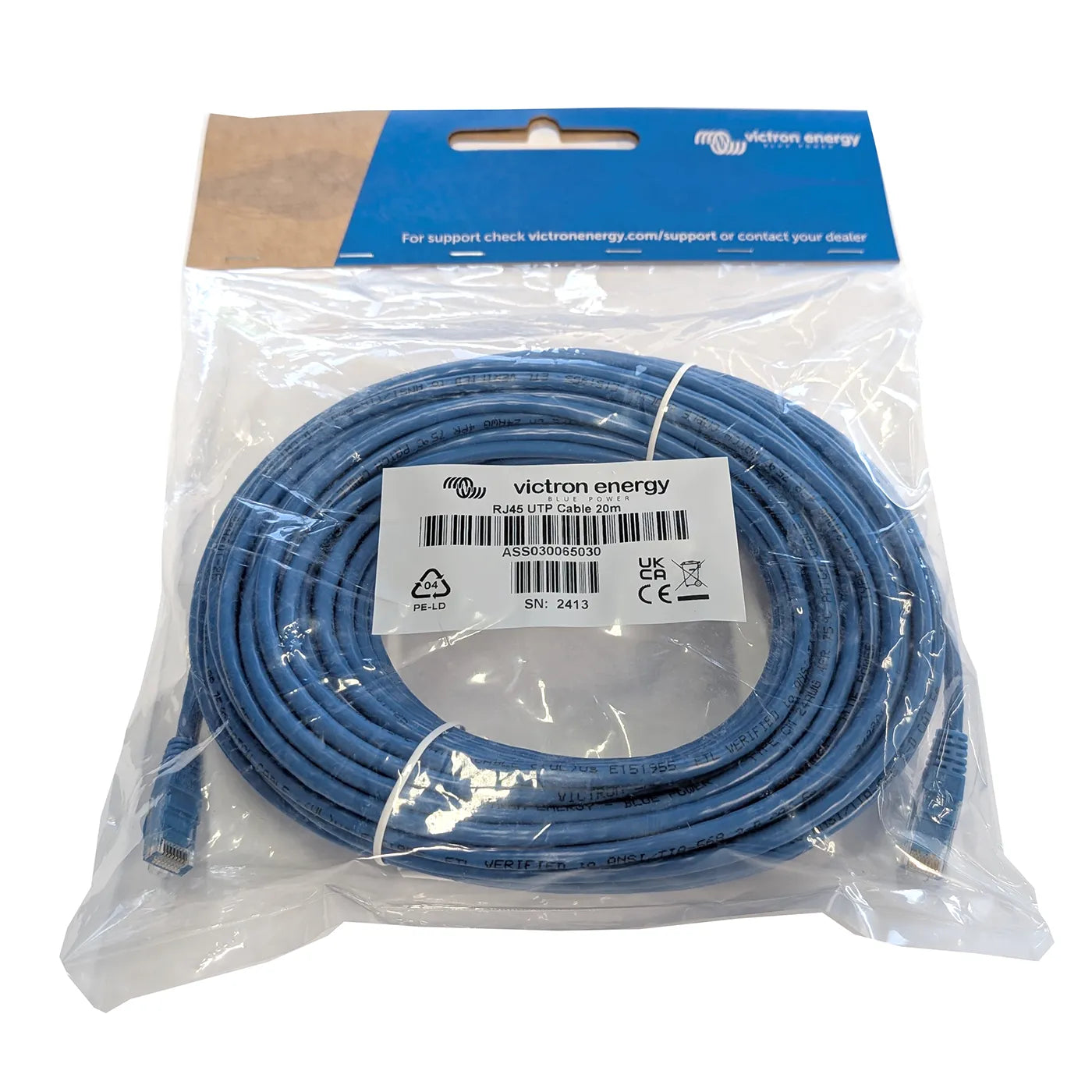 Victron RJ45 UTP cable 20 m, large-vessel run, coiled with molded RJ45 connectors on both ends