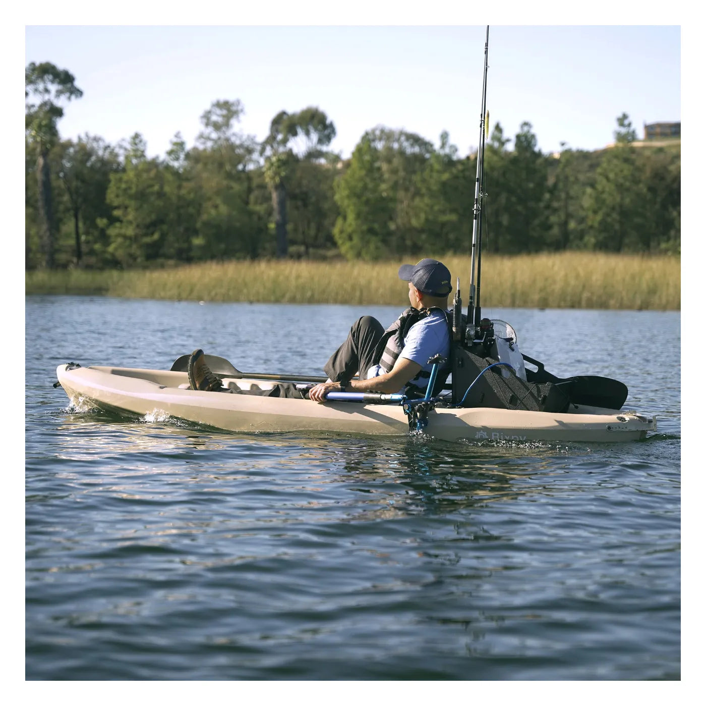 Bixpy Rod Holder Adapter with K-1 motor on a Pelican kayak