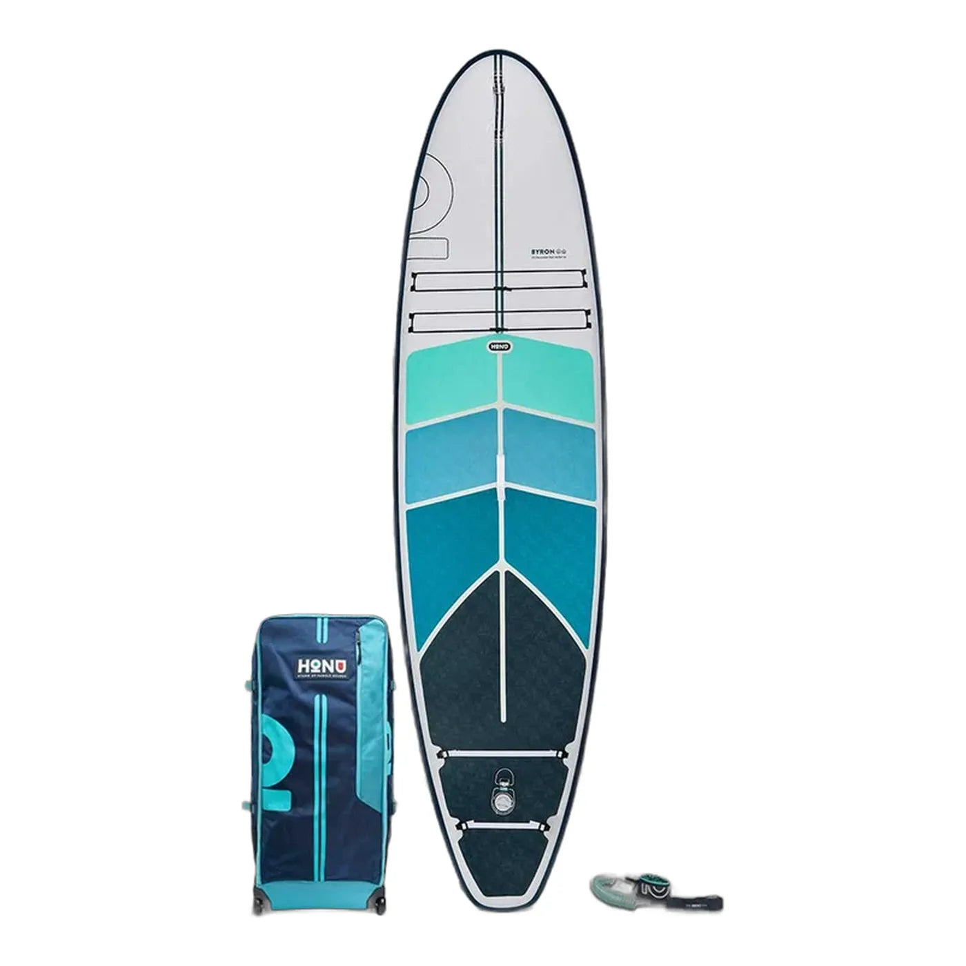 Honu Byron 10'6 inflatable paddle board, Perfect Day colorway, with roller bag and leash