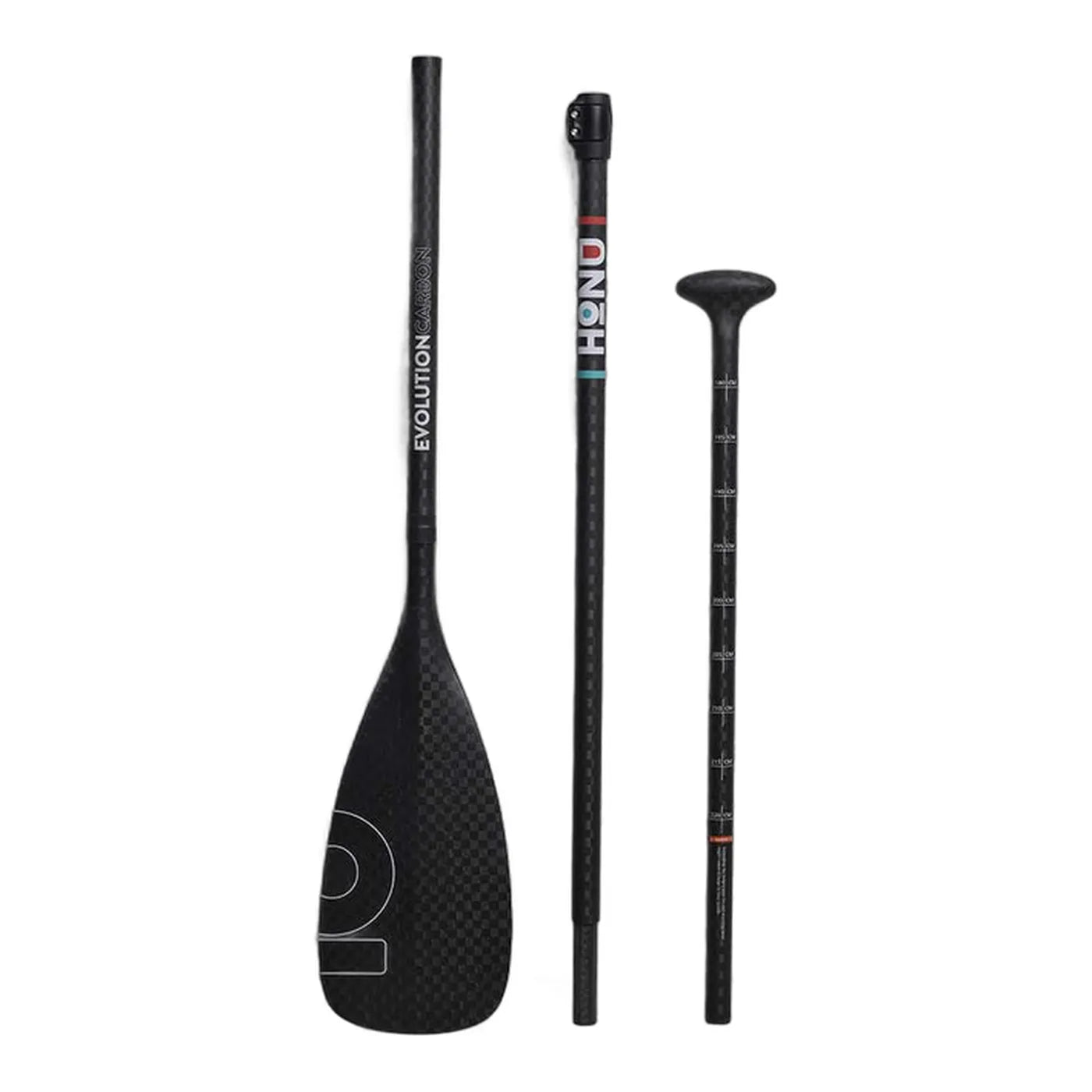 Honu Evolution carbon SUP paddle, medium blade, three-piece