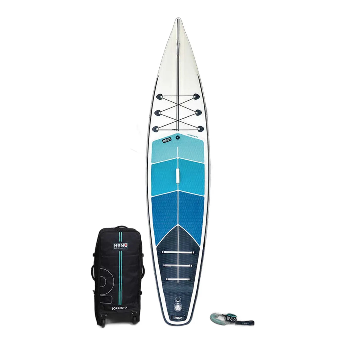 Honu Sorrento 12'6 displacement-hull touring inflatable SUP, Clear Waters colorway