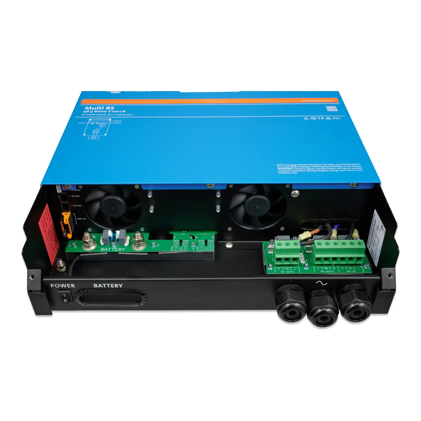 Victron Energy Multi RS 48/6000 inverter/charger, connection area
